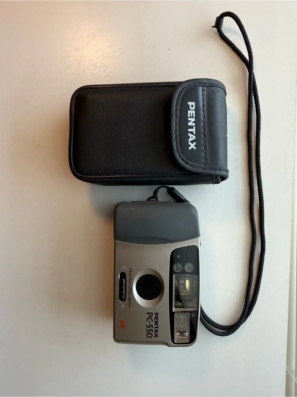 Pentax PC-550 Compact 35mm Film Camera - Black/Silver-Untested
